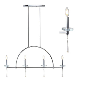 Doris 41" Linear Metal/Crystal LED Pendant - JONATHAN Y
